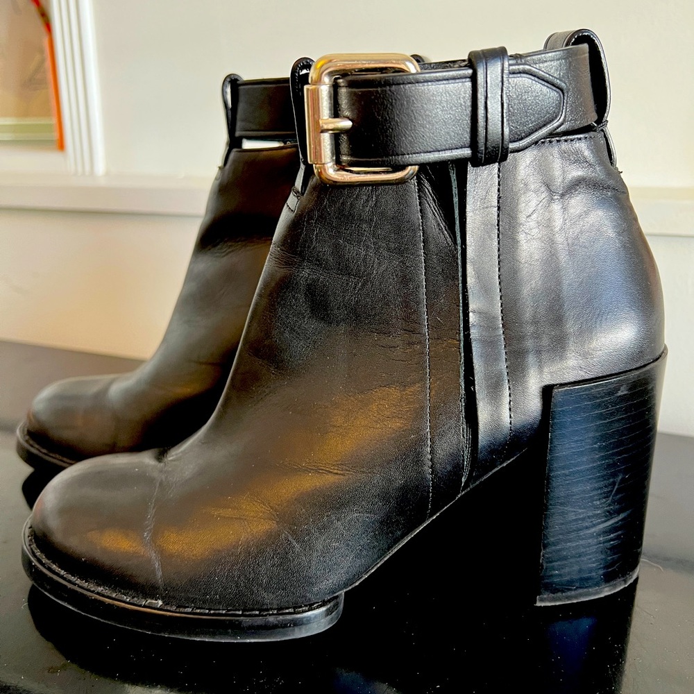 & Other Stories Leather Black Heel Ankle Boot